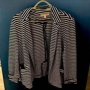 Philosophy Blazer; Striped Black and White
